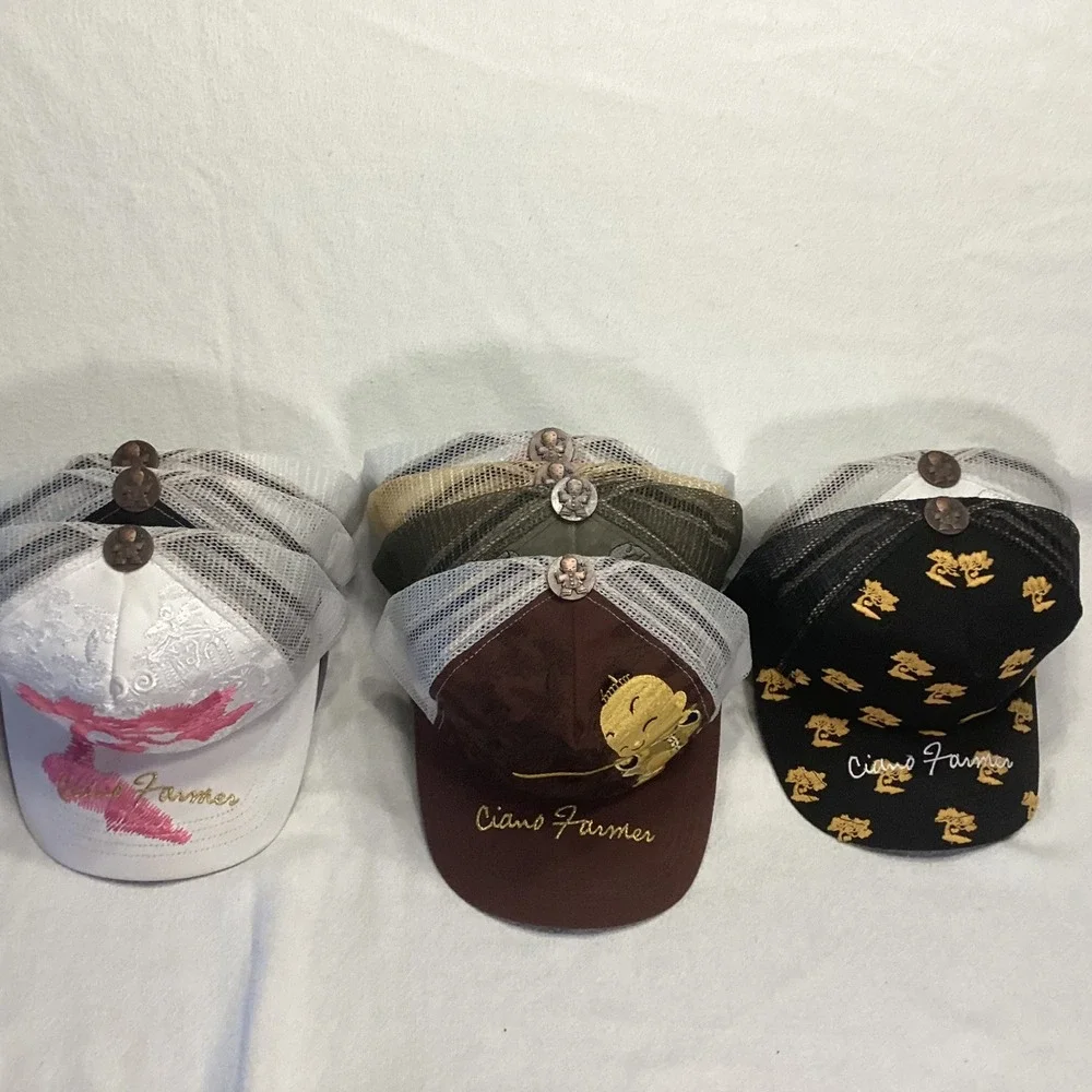 Ciano Farmer Embroidered Trucker Hat Men Snapback Mesh Cap Bonsai Japanese Art